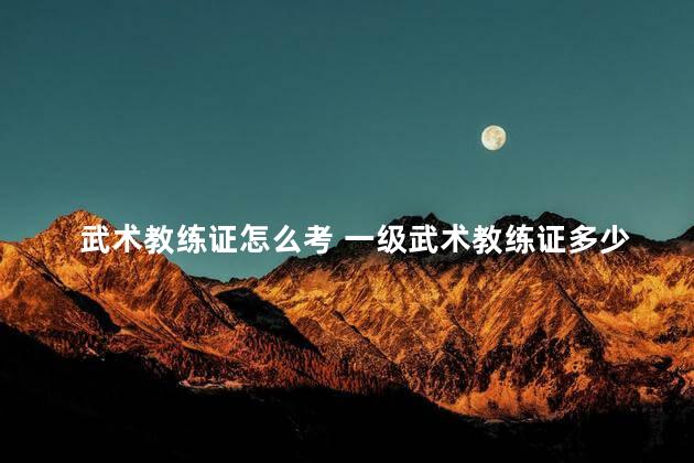 武术教练证怎么考 一级武术教练证多少钱